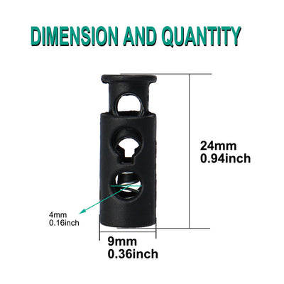 Harfington 20pcs Plastic Spring Cord Locks Double Hole End Stoppers Fastener Slider