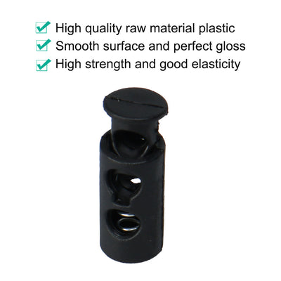 Harfington 20pcs Plastic Spring Cord Locks Double Hole End Stoppers Fastener Slider