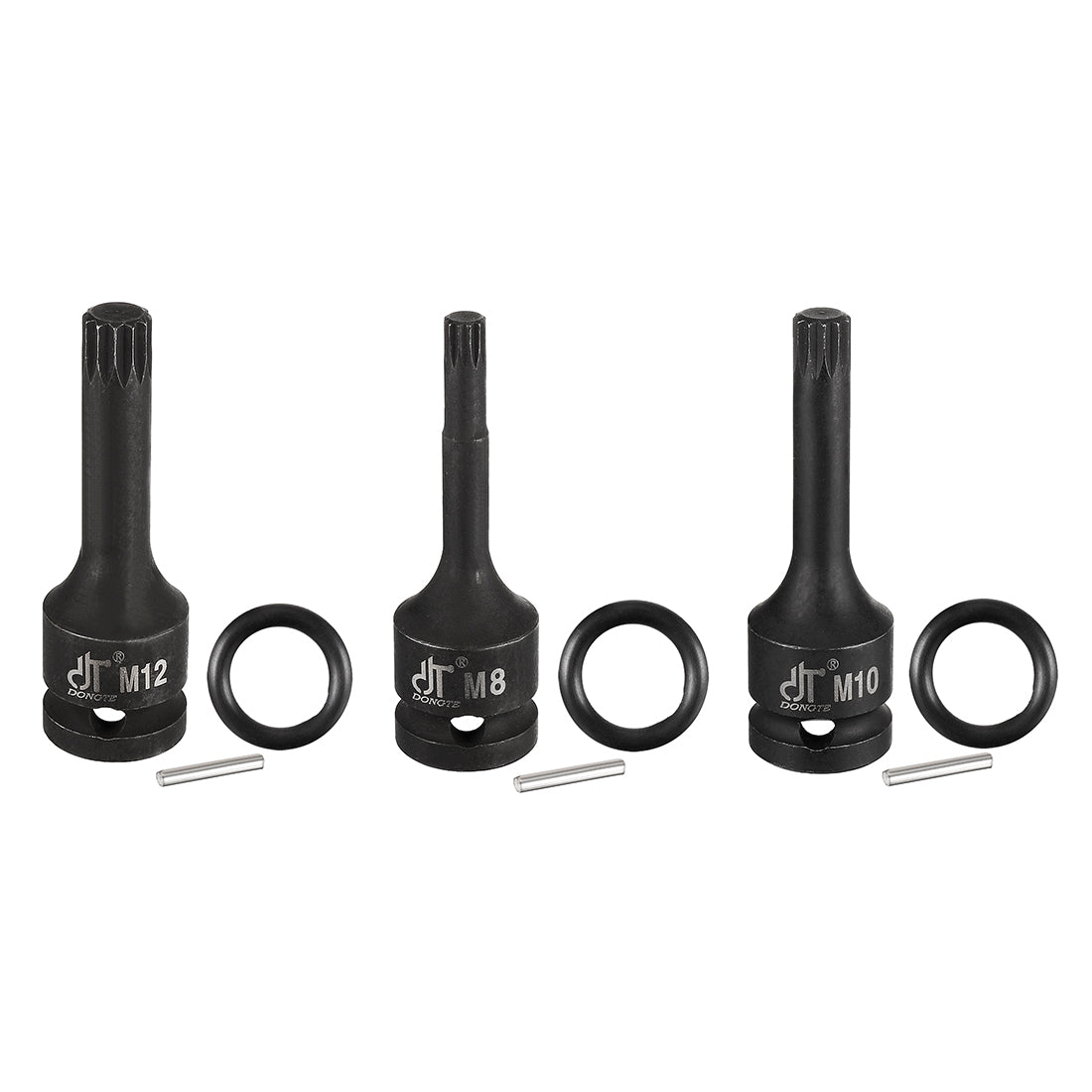 Harfington Impact Triple Square Spline Bit Socket, Metric Cr-Mo Steel with O-Ring and Dowel Pin