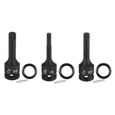 Harfington Impact Triple Square Spline Bit Socket, Metric Cr-Mo Steel with O-Ring and Dowel Pin