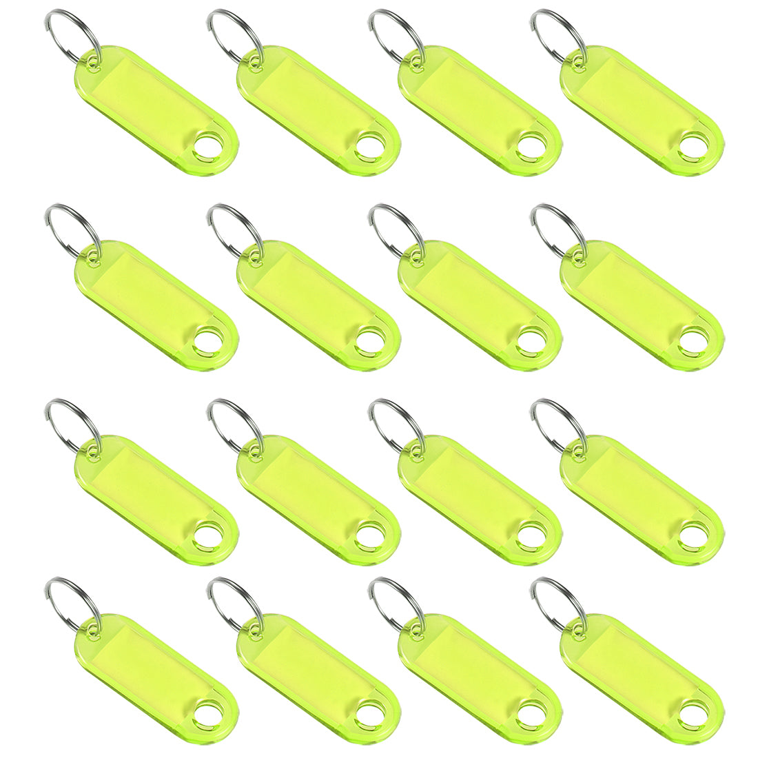 Harfington 16pcs of Plastic Key Tags with Split Ring Keychain ID Luggage Label Window