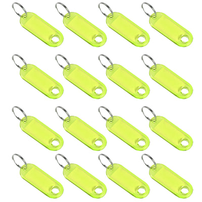 Harfington 16pcs of Plastic Key Tags with Split Ring Keychain ID Luggage Label Window