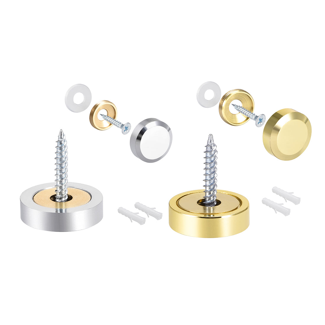 Harfington Mirror Screw Decorative Cap Cover Nail Stainless Steel 4 pcs