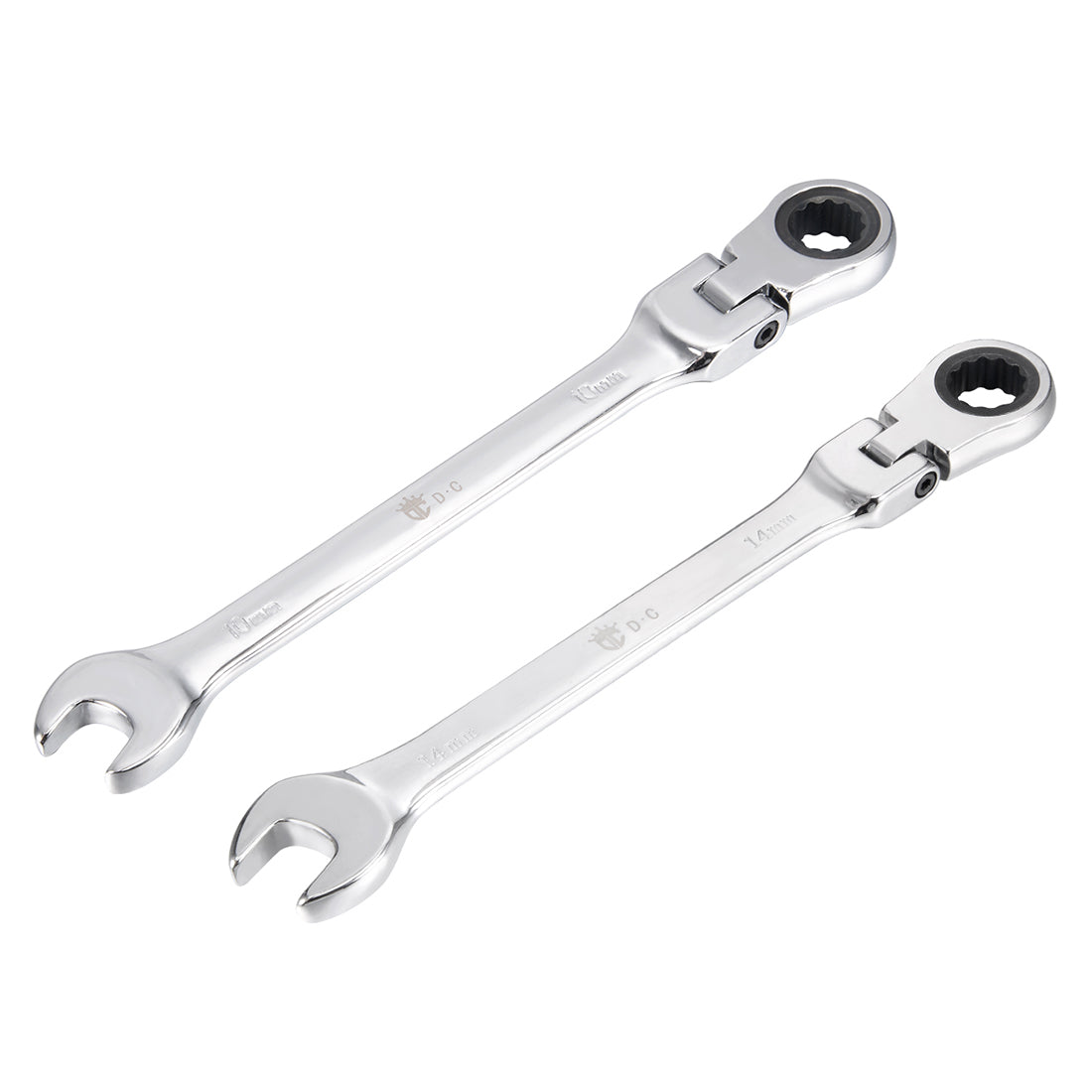Harfington Metric Box Open Ended Flex-Head Ratchet Combination Wrench Polish Chrome Finish, Cr-V