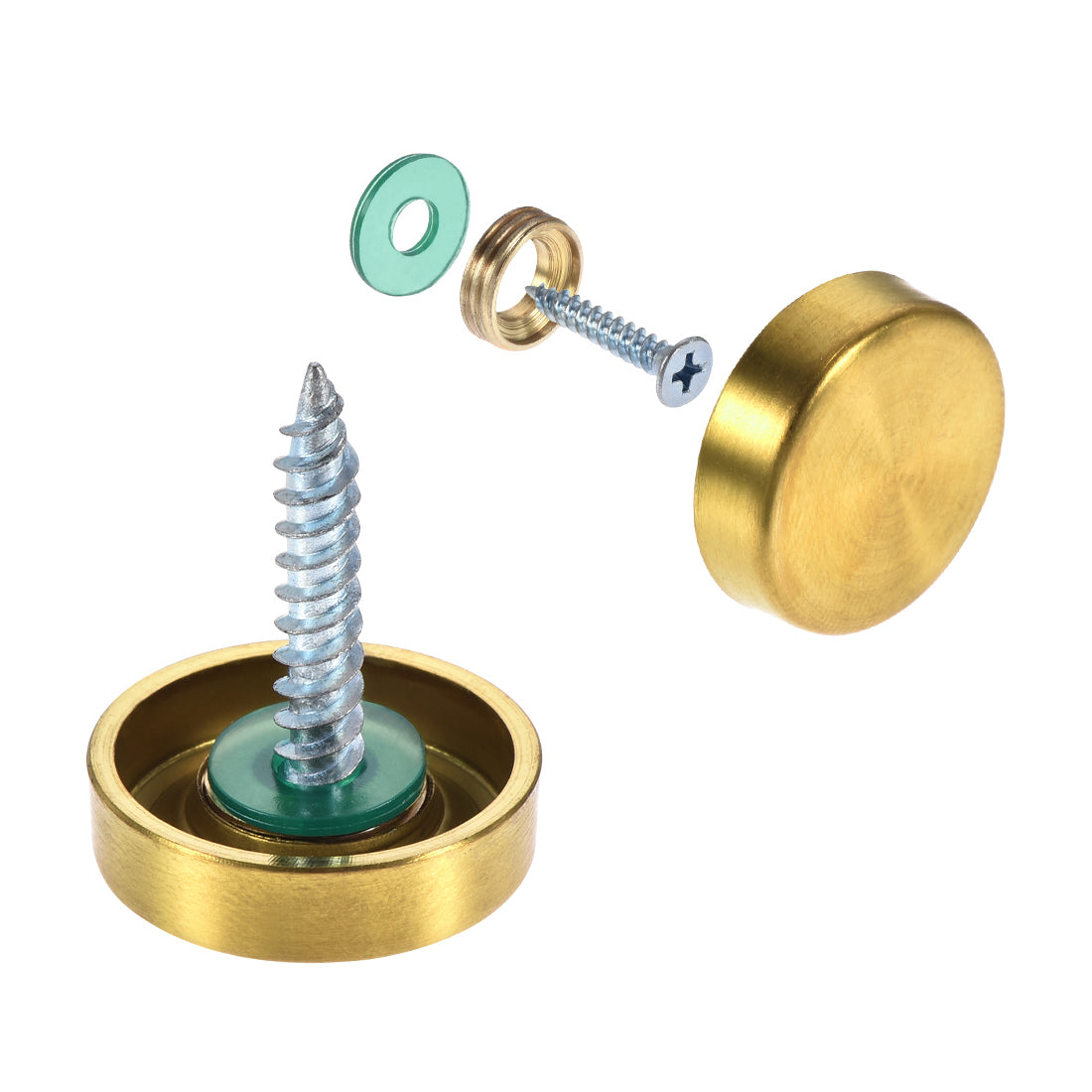 Harfington Mirror Screws, Decorative Cap Fasteners Cover Nails, Electroplated Wire Drawing, Golden 4 pcs