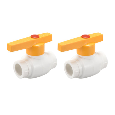 Harfington Ball Valve, Diameter, Socket Type, for Control Water Flow, PPR White Yellow 2Pcs