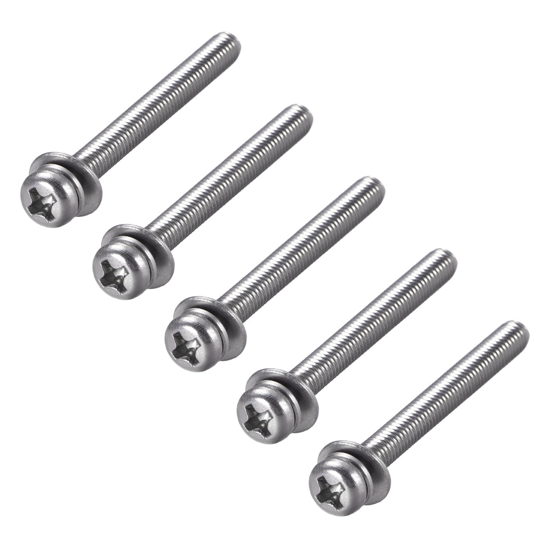 Harfington Phillips Pan Head Machine Screws Bolts with Spring Washer and Plain Washers 5pcs