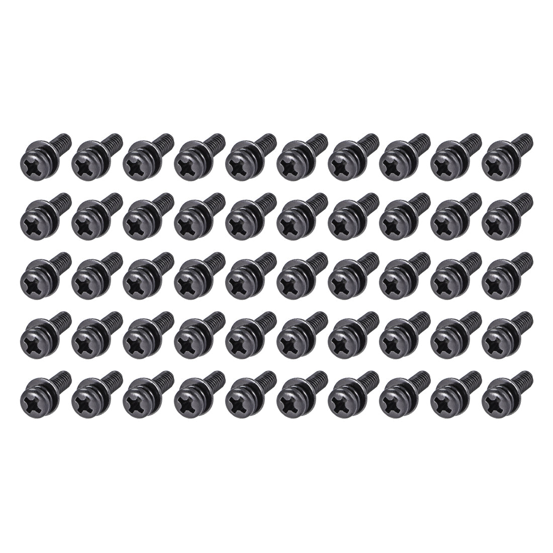 Harfington Phillips Pan Head Machine Screws Bolts with Spring Washer w Plain Washers, 50pcs