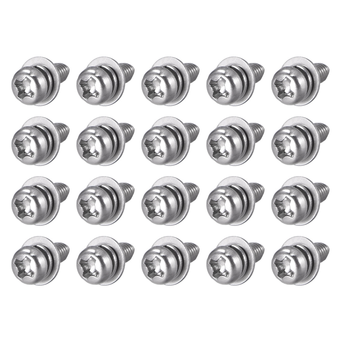 Harfington Phillips Pan Head Screws Bolts Combine w Spring Washer and Plain Washers 20pcs