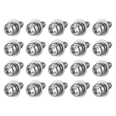 Harfington Phillips Pan Head Screws Bolts Combine w Spring Washer and Plain Washers 20pcs