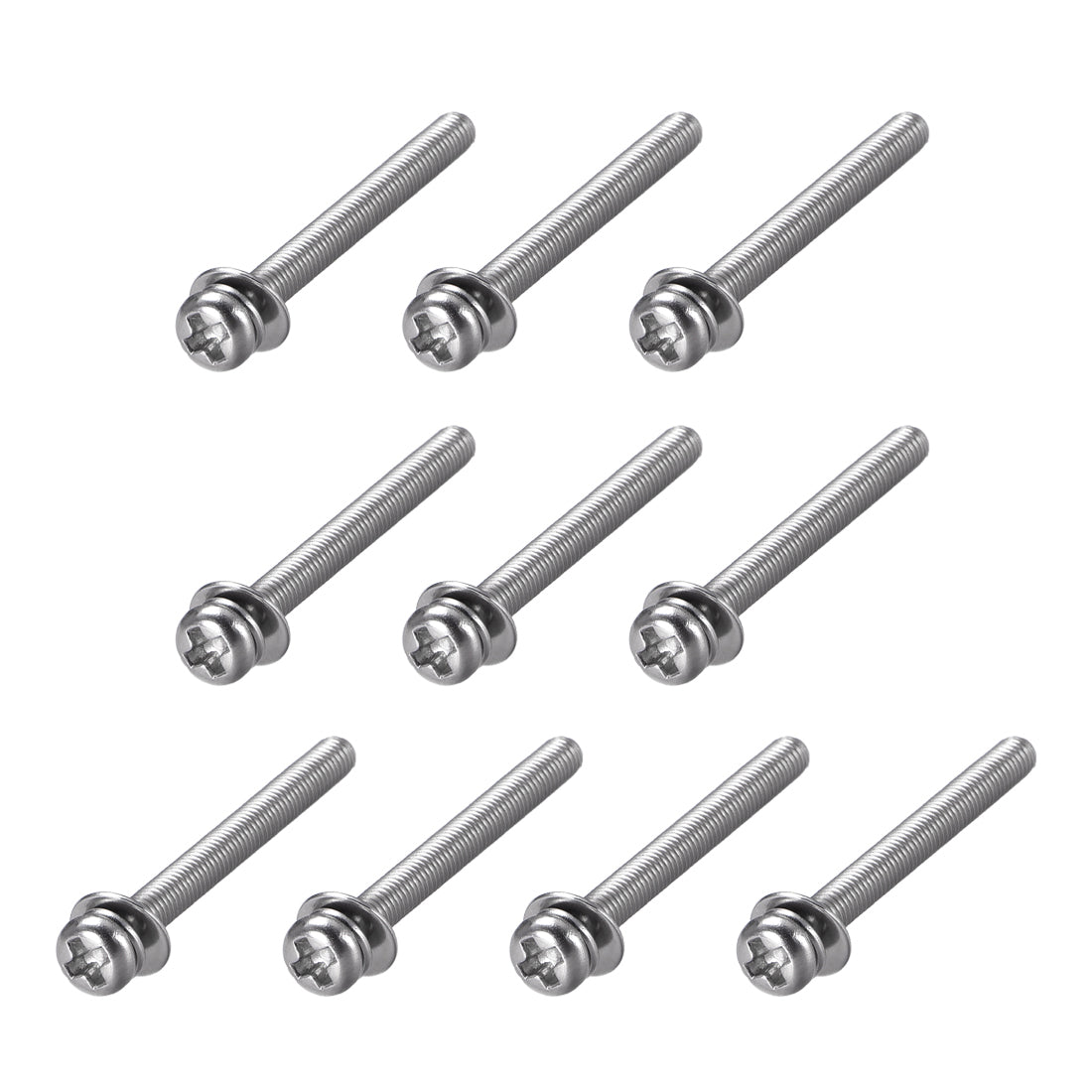 Harfington Phillips Pan Head Machine Screws Bolts Combine with Spring Washer and Plain Washers 10pcs