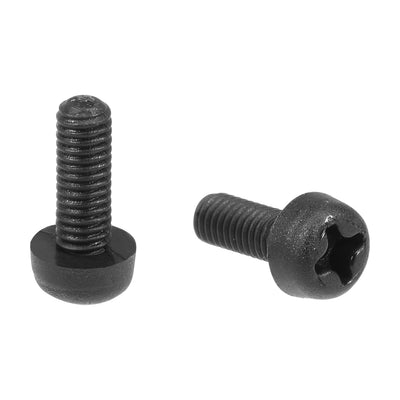 Harfington Threaded Nylon Phillips Cross Pan Head Machine Screws Bolts Black 20Pcs