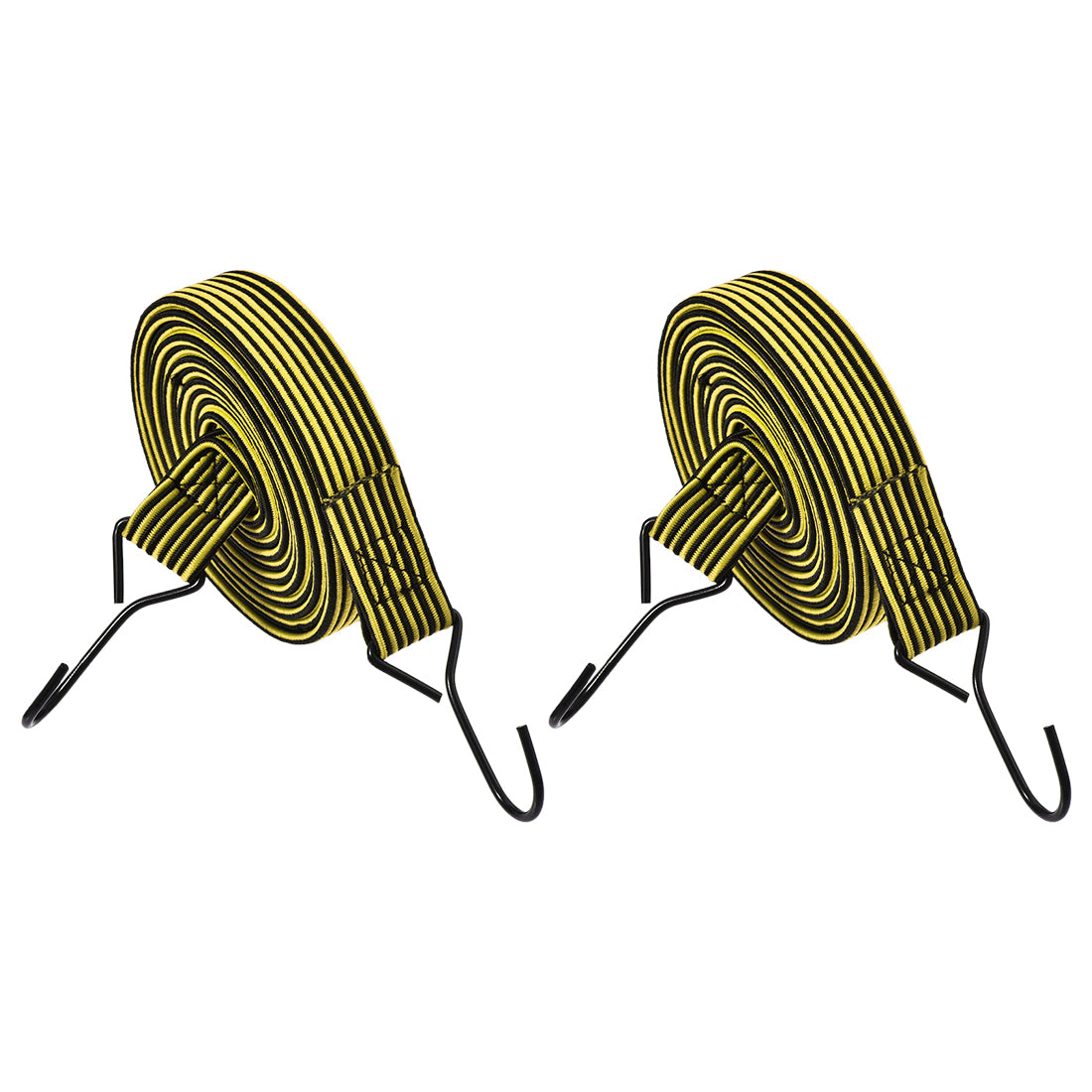 Harfington Flat Elastic Cord with Hook 3 Meters x mm Latex PP for Hand Carts Luggage Rack Cargo, 2 PCS