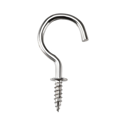 Harfington Screw Eye Hooks Self Tapping Screws Screw-in Hanger Eye-Shape  Hooks with Plate Silver 40pcs