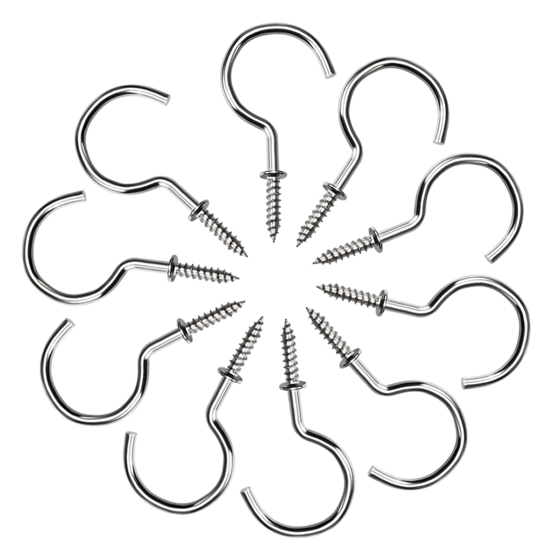 Harfington Screw Eye Hooks Self Tapping Screws Screw-in Hanger Eye-Shape  Hooks with Plate 10pcs