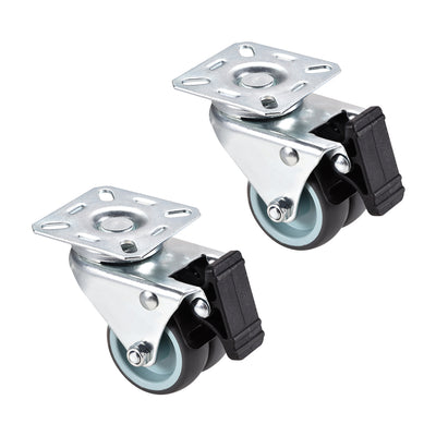Harfington Swivel Caster Wheels with Brake TPR Twin Rotation with 360 Degree Top Plate LBS Capacity for Furniture Carts Workbench, Gray, Pack of 2