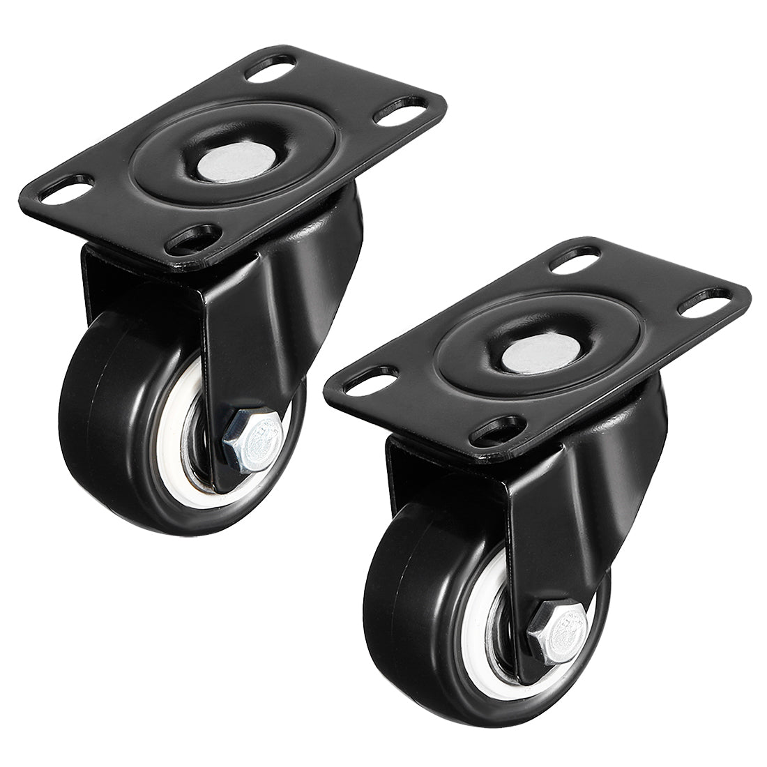 Harfington Swivel Caster Wheels Polyurethane with 360 Degree Top Plate LBS Capacity for Furniture Carts Workbench, Black, Pack of 2