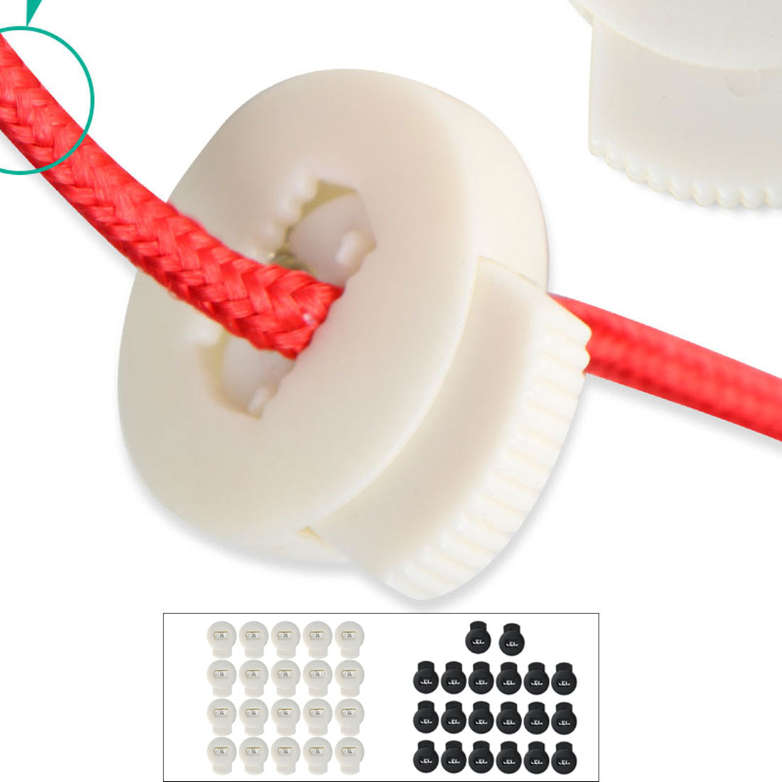 Harfington 20pcs Plastic Cord Lock Stoppers Ends Spring Toggle Fastener Organizers