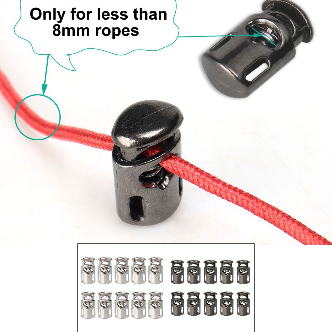 Harfington 10pcs Plastic Cord Lock Stopper Spring Toggle Fastener Organizer