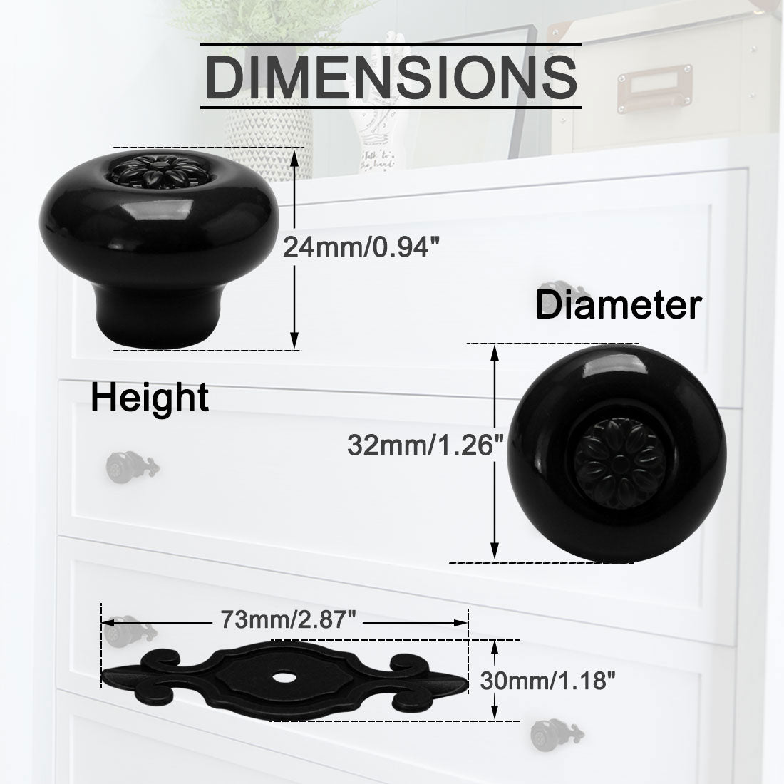 Harfington Ceramic Vintage Knobs Drawer Pull Handle Cupboard Wardrobe Cabinet 4pcs