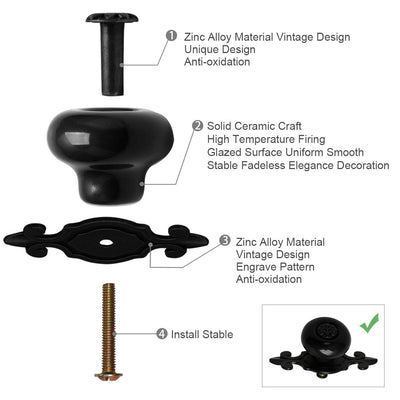 Harfington Ceramic Vintage Knobs Drawer Pull Handle Cupboard Wardrobe Cabinet 4pcs