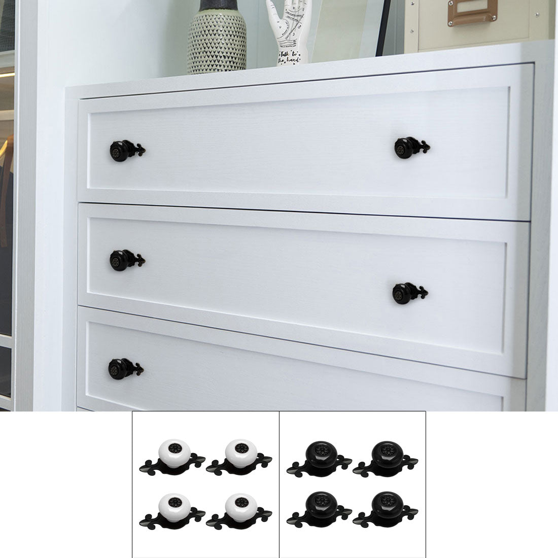 Harfington Ceramic Vintage Knobs Drawer Pull Handle Cupboard Wardrobe Cabinet 4pcs