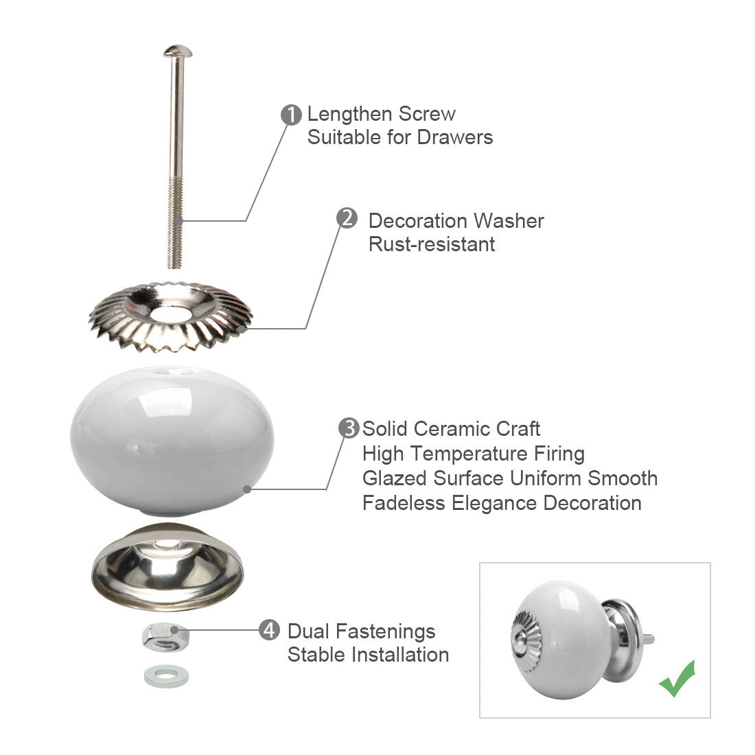 Harfington Ceramic Vintage Knobs Drawer Round Pull Handle Wardrobe Dresser 4pcs