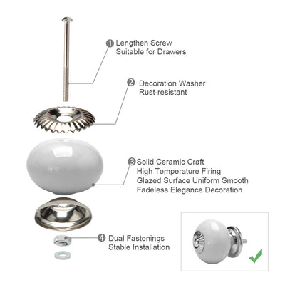 Harfington Ceramic Vintage Knobs Drawer Round Pull Handle Wardrobe Dresser 4pcs