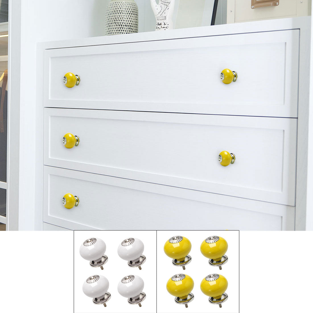 Harfington Ceramic Vintage Knobs Drawer Round Pull Handle Wardrobe Dresser 4pcs