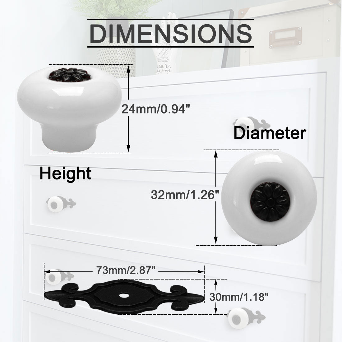 Harfington Ceramic Vintage Knobs Drawer Pull Handle Cupboard Wardrobe Cabinet 10pcs