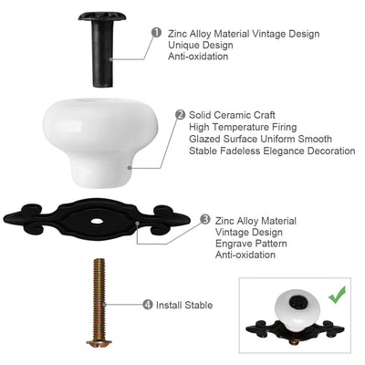 Harfington Ceramic Vintage Knobs Drawer Pull Handle Cupboard Wardrobe Cabinet 10pcs