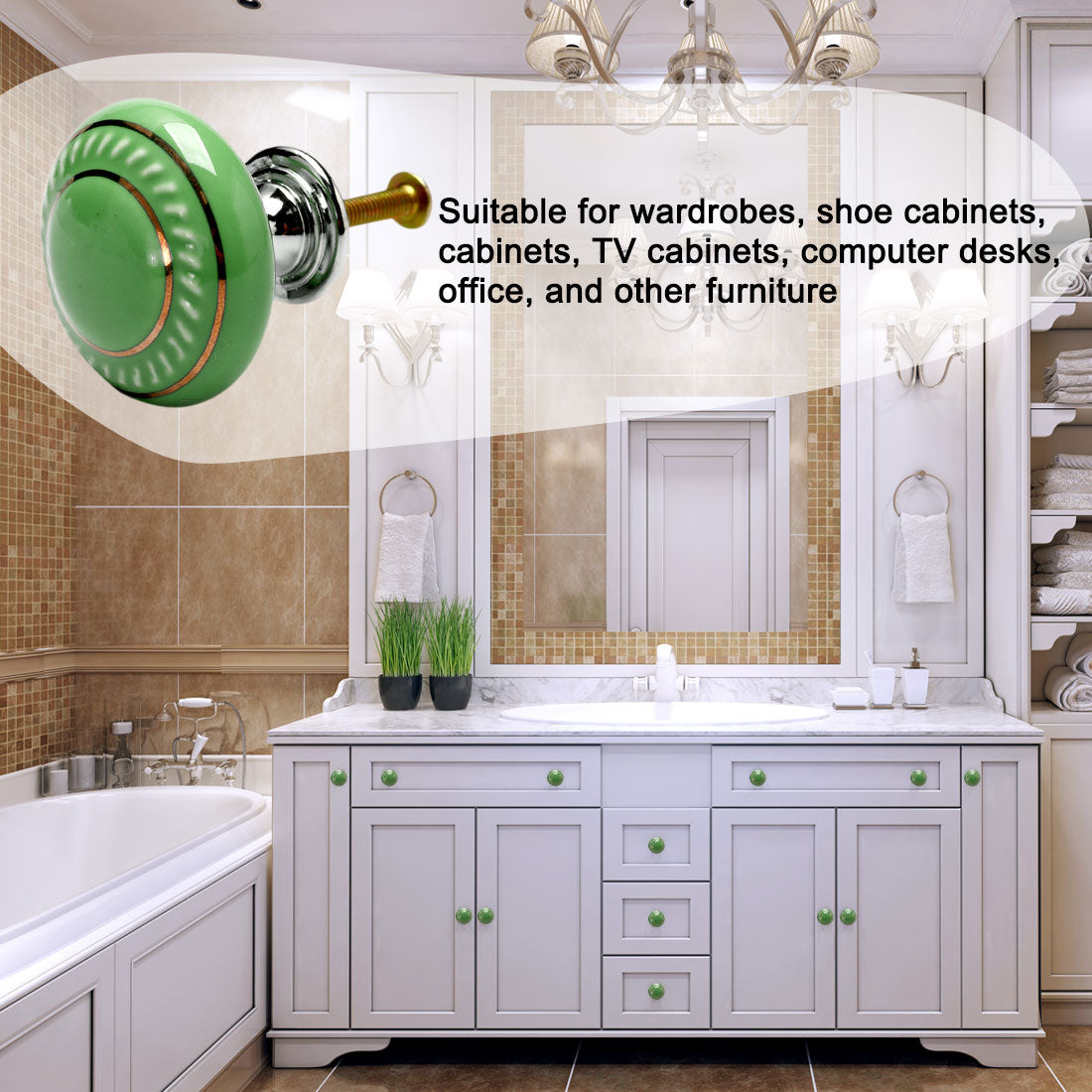 Harfington Ceramic Vintage Knobs Drawer Pull Handle Cupboard Dresser 8pcs