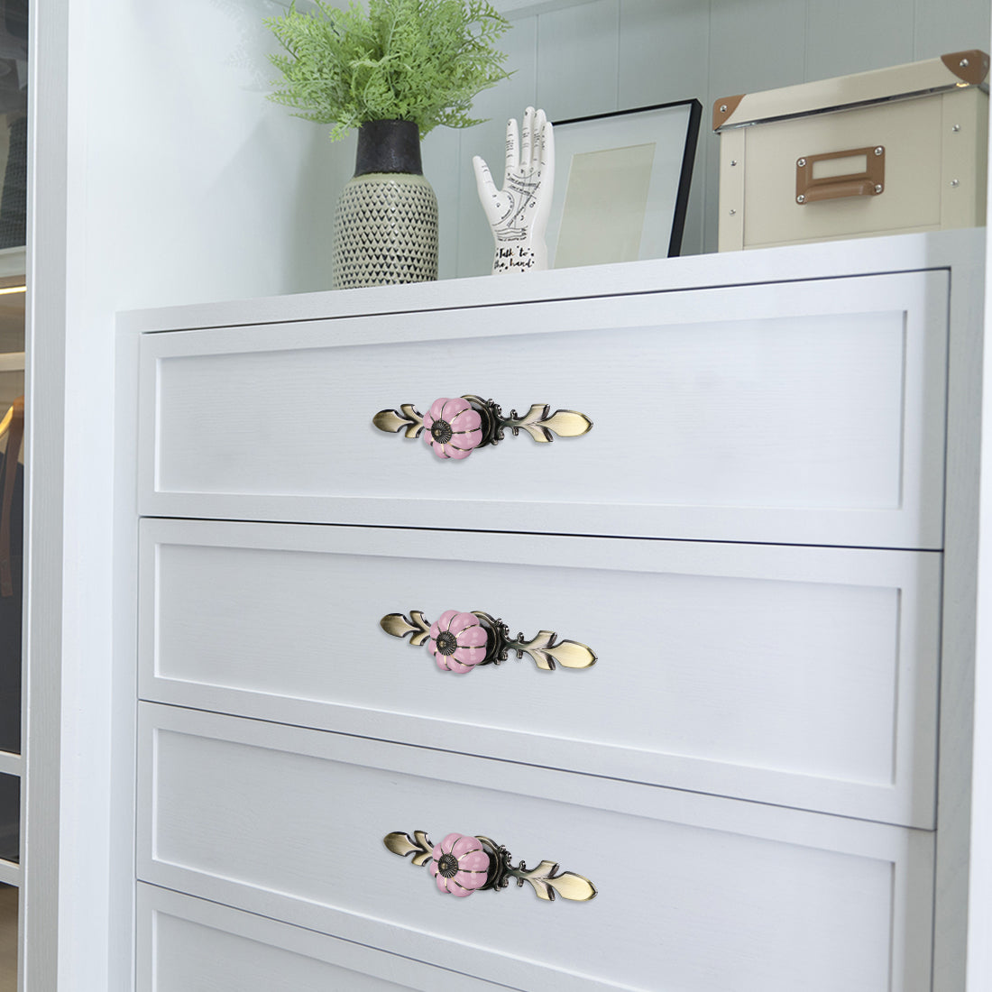 Harfington Ceramic Vintage Knob Cabinet Pumpkin Handle Cupboard Wardrobe 6pcs