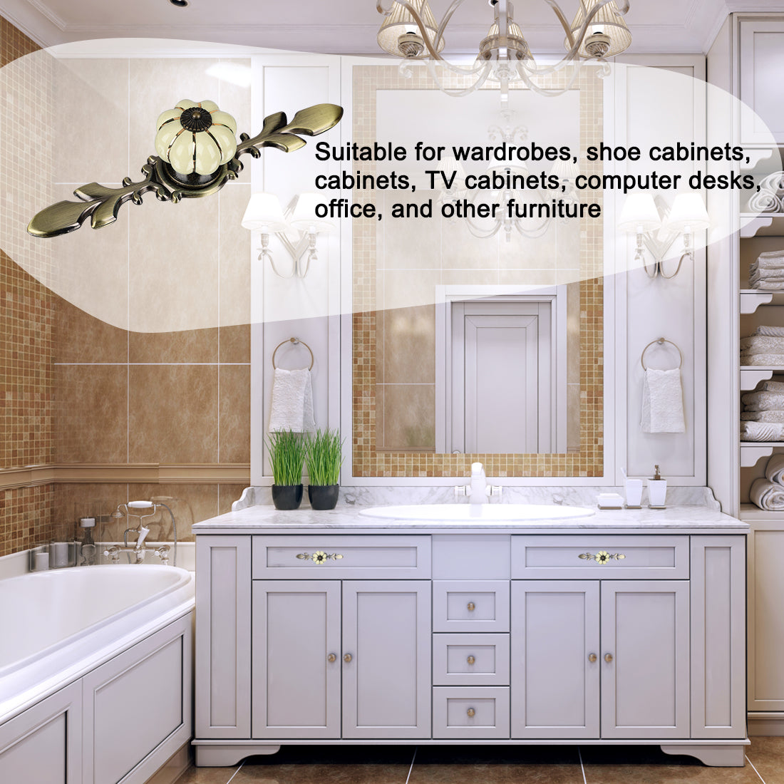 Harfington Ceramic Vintage Knob Cabinet Pumpkin Handle Cupboard Wardrobe 6pcs