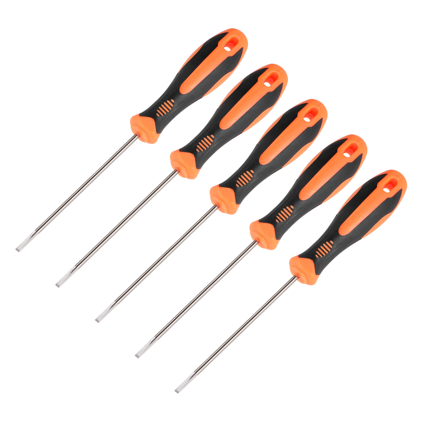 Harfington Slotted Magnetic Screwdriver CR-V Round Shaft Non Slip Black+Orange Handle