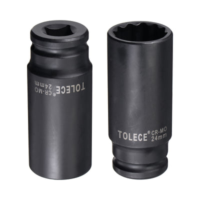 Harfington Square Drive 12-Point Deep Impact Socket, CR-MO Steel, Metric