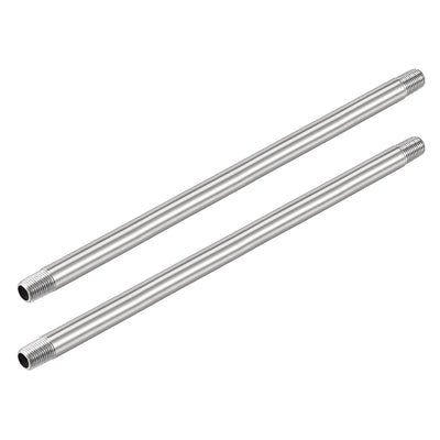 Harfington 304 Stainless Steel Pipe Fitting Male Thread Length Coupler for Extending Pipes, Pack of 2