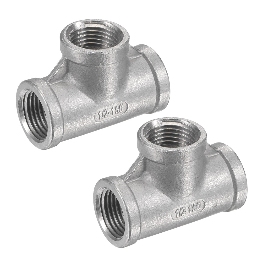 Harfington Pipe Fitting Tee NPT Female Thread Hose Connector Adapter, 304 Stainless Steel