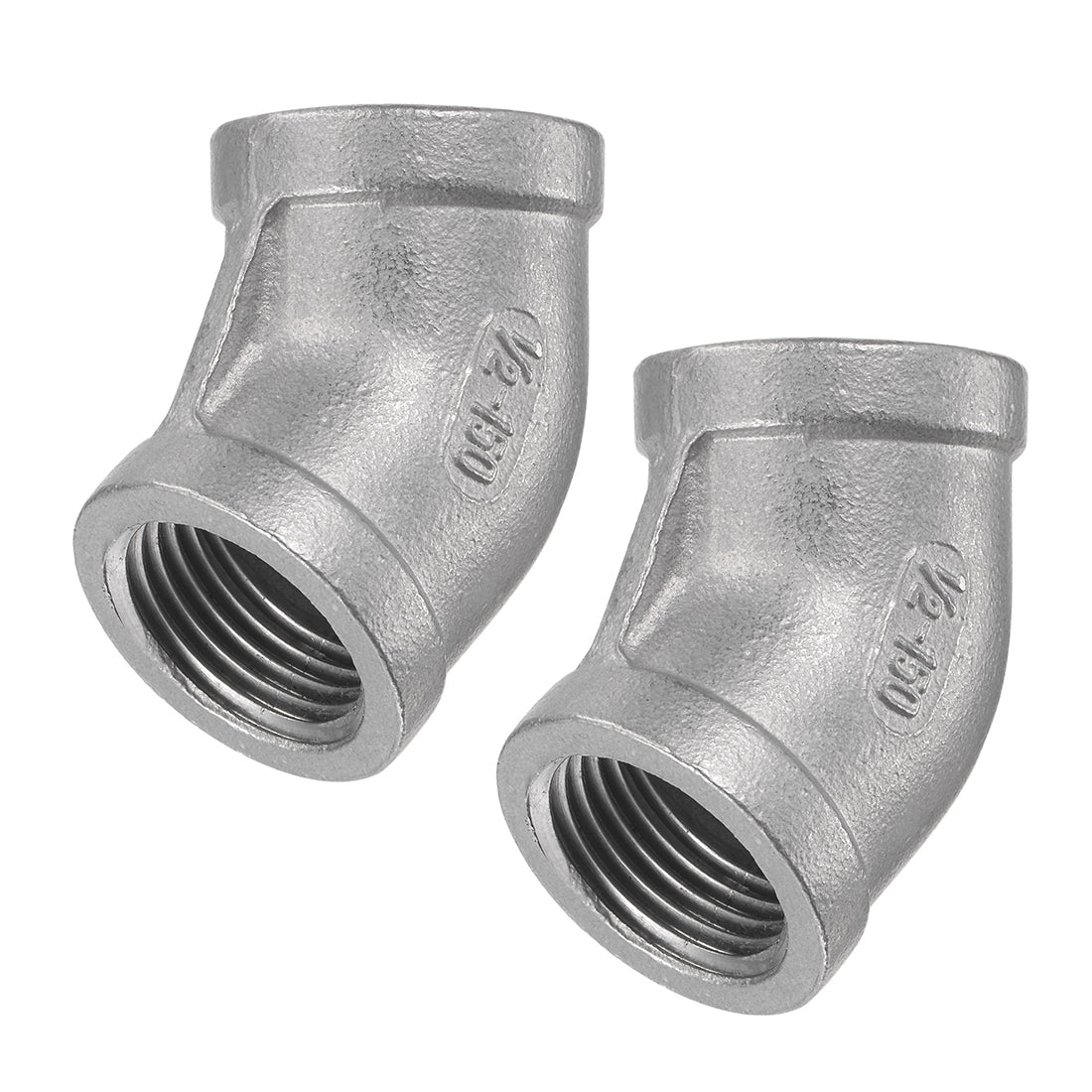 Harfington Pipe Fittings 45 Degree Elbow NPT Female Thread Hose Connector Adapter 304 Stainless Steel
