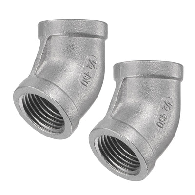 Harfington Pipe Fittings 45 Degree Elbow NPT Female Thread Hose Connector Adapter 304 Stainless Steel