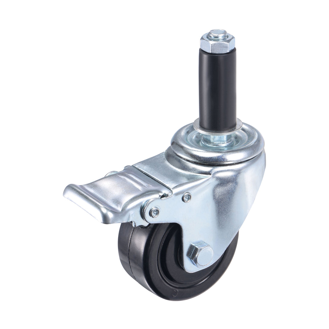 Harfington Swivel Expanding Stem Caster with Brake for Kitchen Prep Tables, Rubber
