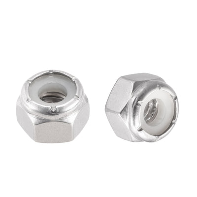 Harfington Nylon Insert Hex Lock Nuts, 304 Stainless Steel, Plain Finish for Industrial